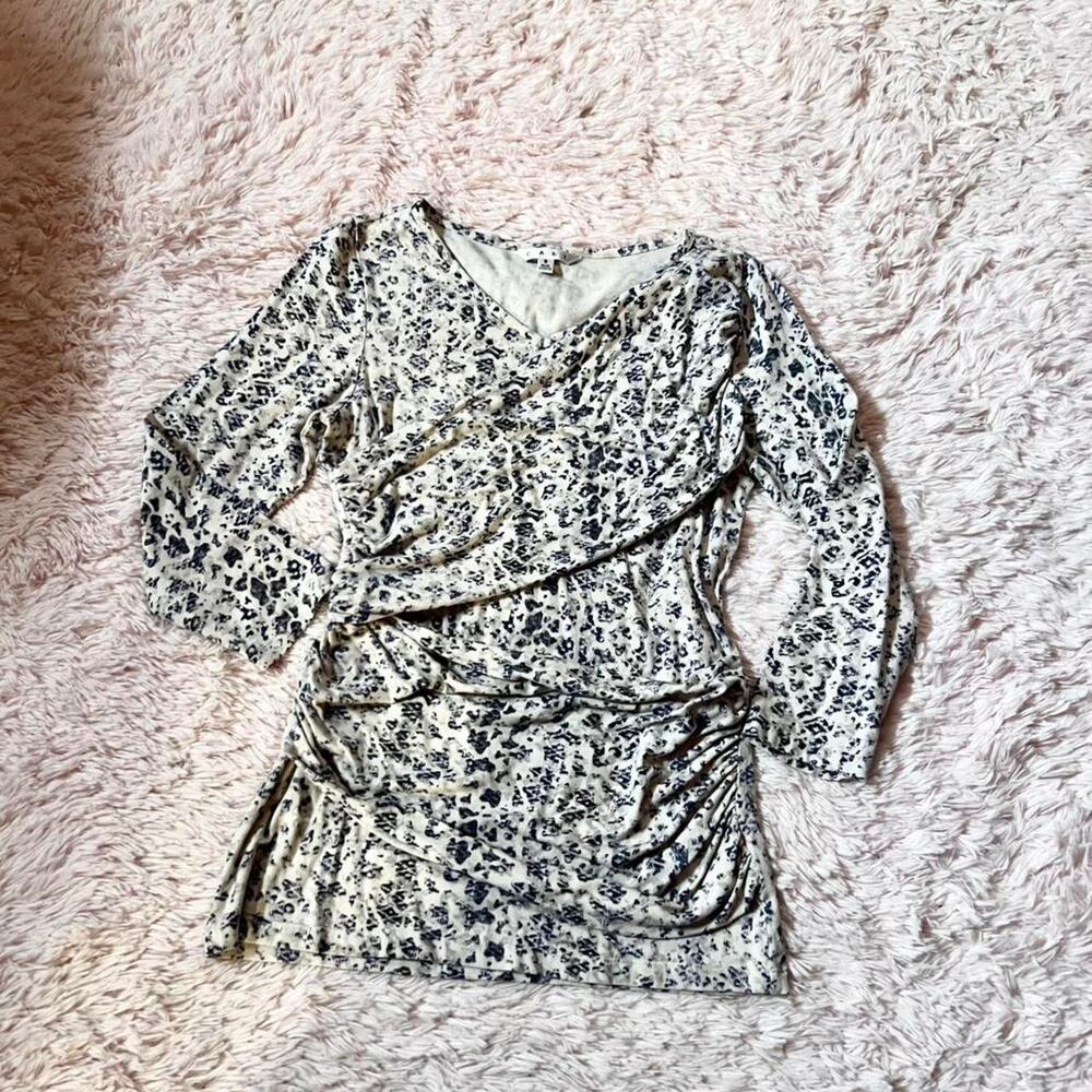 Cabi Double Drape Unique Classic Statement Grandma Office Snake Skin Blouse